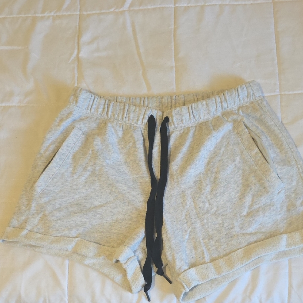 PINK Victoria's Secret Light Gray Lounge Shorts with Black Drawstring